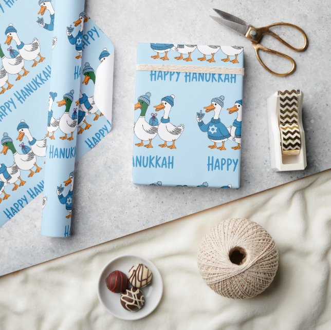 Papel De Presente Patos de Hanukkah (Artesanato)