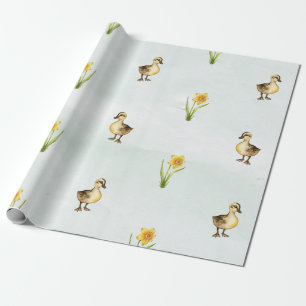 Papel De Presente Patos Pastel bonitos e Daffodils