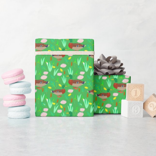 Papel De Presente Patos-reais em pântano (Chá de bebê)