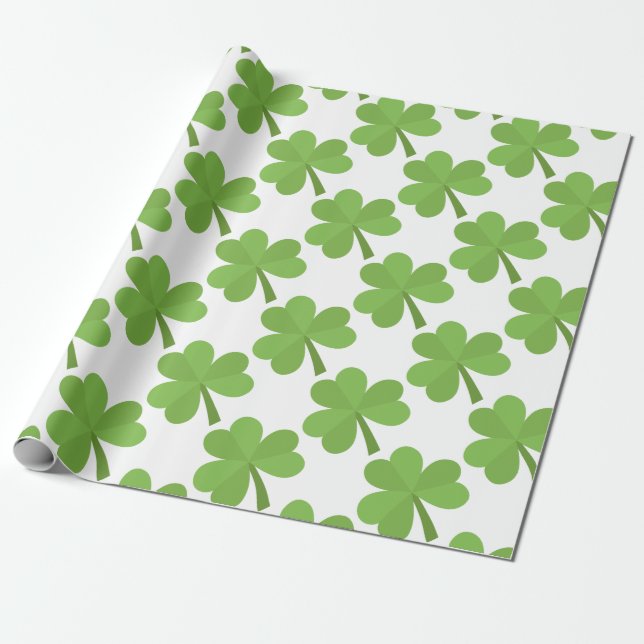 Papel De Presente Patrick Shamrock Irish Clover Pattern (Desenrolado)