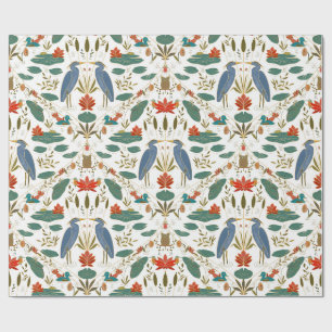 Papel De Presente Patrimônio Artesanal Azul Heron Pond artesãos