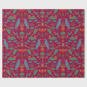 Papel De Presente Patrimônio Vermelho das Artes e Ofícios Garça Pond