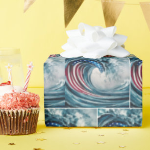 Papel De Presente Patrioitc Flag Wave