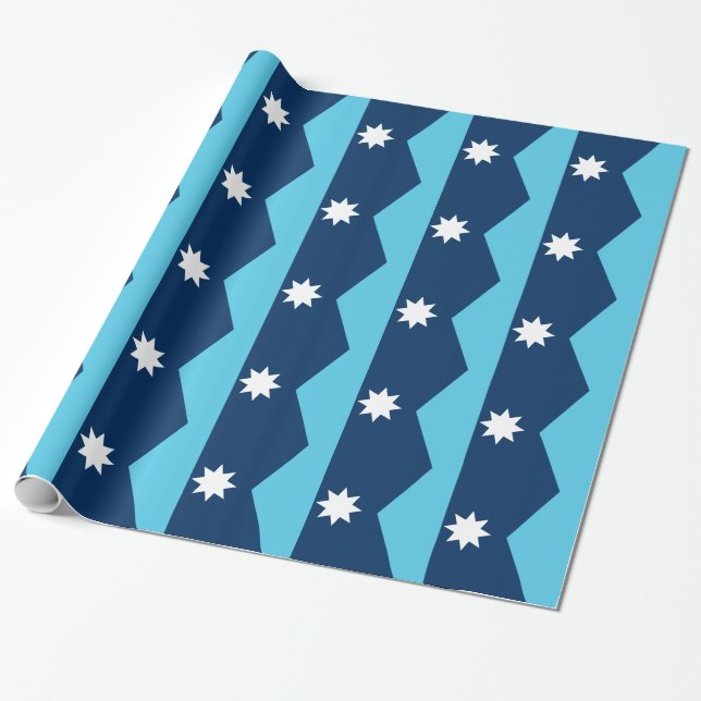Papel De Presente Patriotic wrapping paper with Flag of Minnesota (Desenrolado)