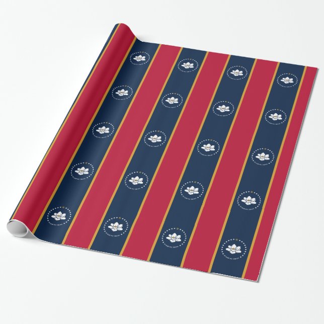 Papel De Presente Patriotic wrapping paper with Flag of Mississippi (Desenrolado)