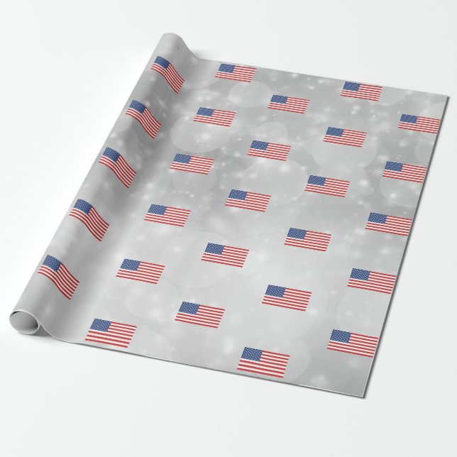 Papel De Presente Patriótico Americano de Bandeira Americana (Desenrolado)