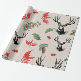 Papel De Presente Patrón botánico de Navidad