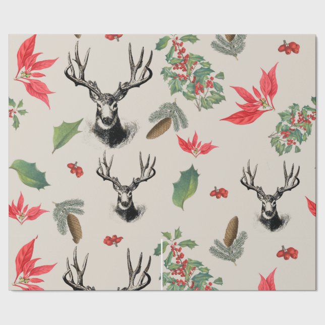 Papel De Presente Patrón botánico de Navidad (Barra)