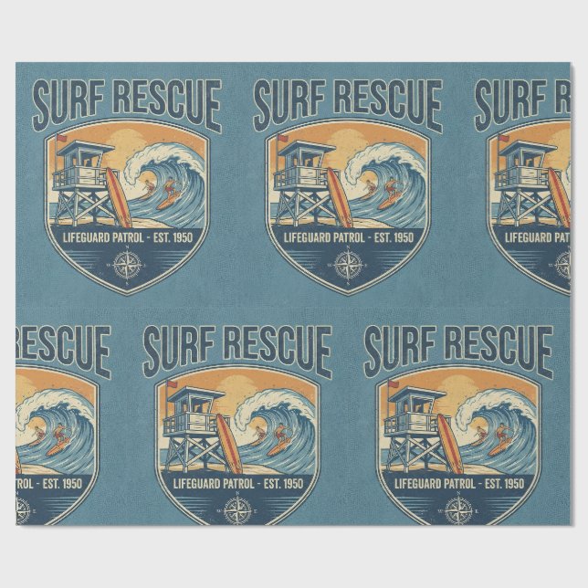 Papel De Presente Patrulha de Salvamento de Surf Est 1950 (Aberto)