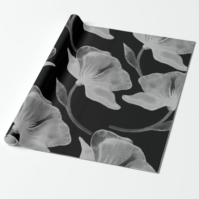 Papel De Presente Patte transparente de rosa de ilustração de Flor c (Desenrolado)