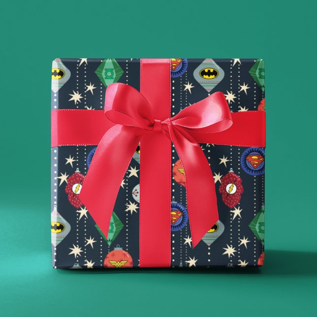 Papel De Presente Patterno Bauble da Liga da Justiça (Wrapping paper on gift)