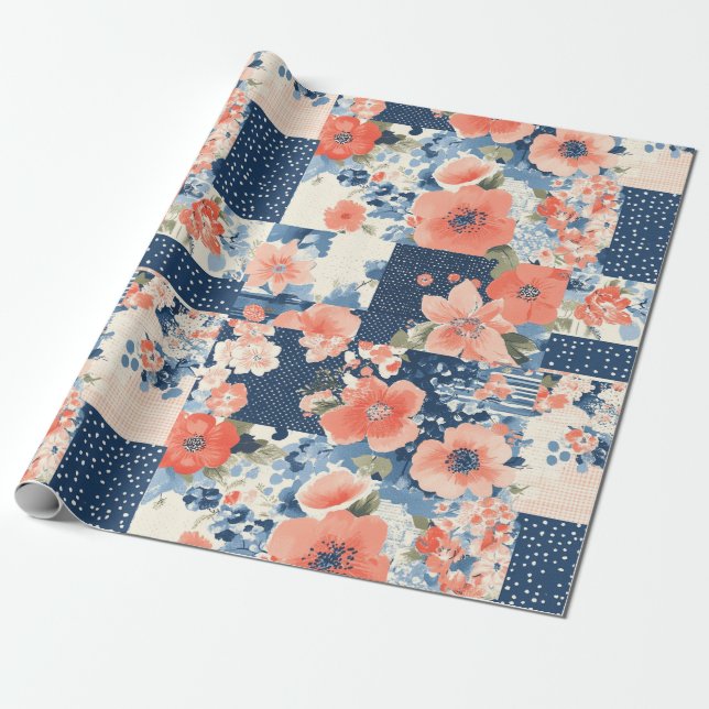 Papel De Presente Patterno Floral Vintage (11) (Desenrolado)