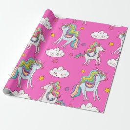 Papel De Presente Patterno Funny Unicorn Cute