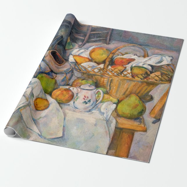 Papel De Presente Paul Cezanne - A Vida Estática com o Cesto (Desenrolado)