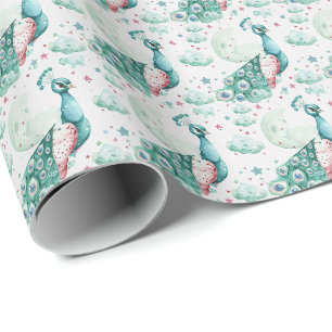 Papel De Presente Pavock Cute Baby Pastel Watercolor Padrão