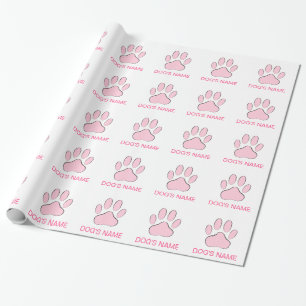 Papel De Presente Pawprint do Cachorro Rosa