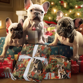 Papel De Presente Paws & apresenta o Natal do Bulldog Francês