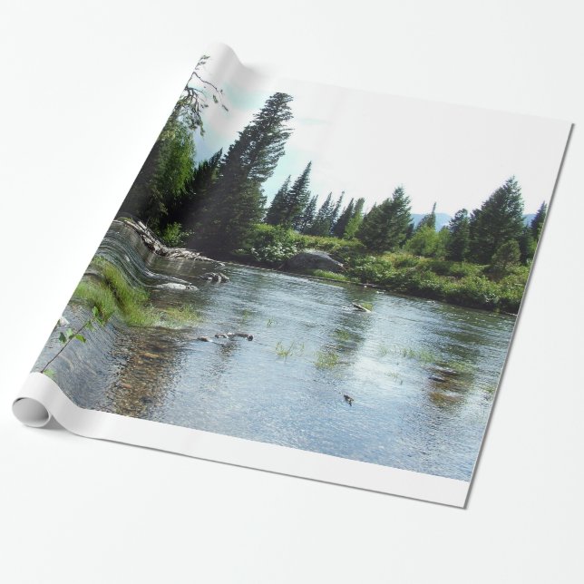 Papel De Presente paz da natureza - rio limpo, árvores... (Desenrolado)