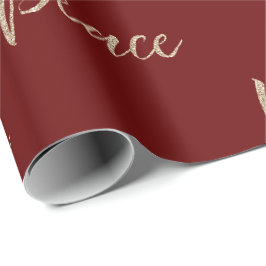 Papel De Presente Paz Dourada de Luxo Vermelho