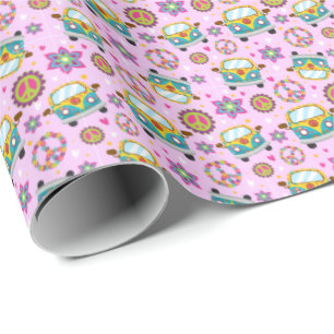 Papel De Presente Paz e Amor, Hippie Van Wrapping Paper