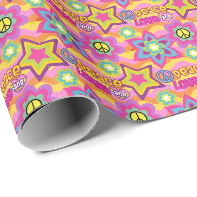Papel De Presente Paz e Amor, Hippie Wrapping Paper (Ponta do rolo)