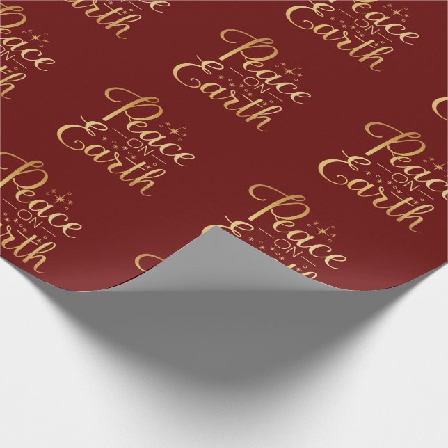 Papel De Presente Paz na Terra Feriado Típico Dourado Vermelho (Ponta)