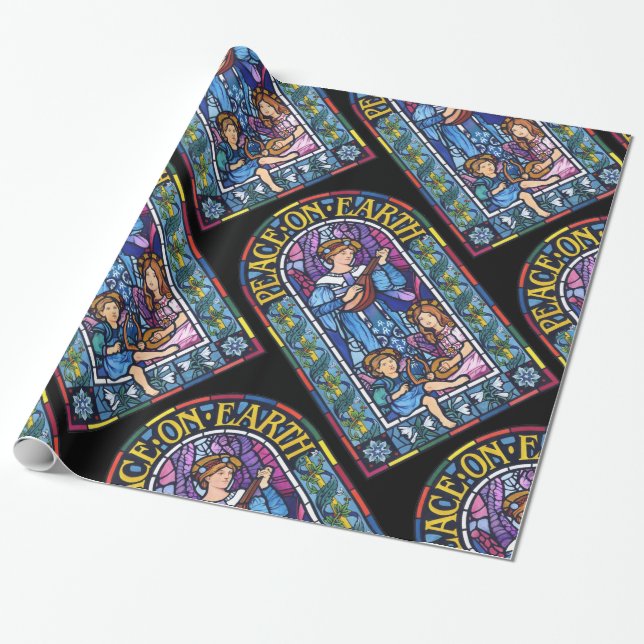 Papel De Presente Paz na Terra Vidro pré-Raphaelite manchado (Desenrolado)