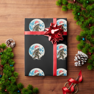 Papel De Presente Pé Grande Sasquatch Papai Noel Lua Luzes de Natal
