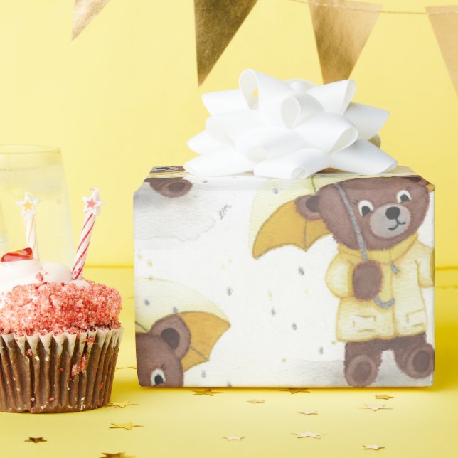 Papel De Presente Pé-urso na Chuva (Festa de aniversário)