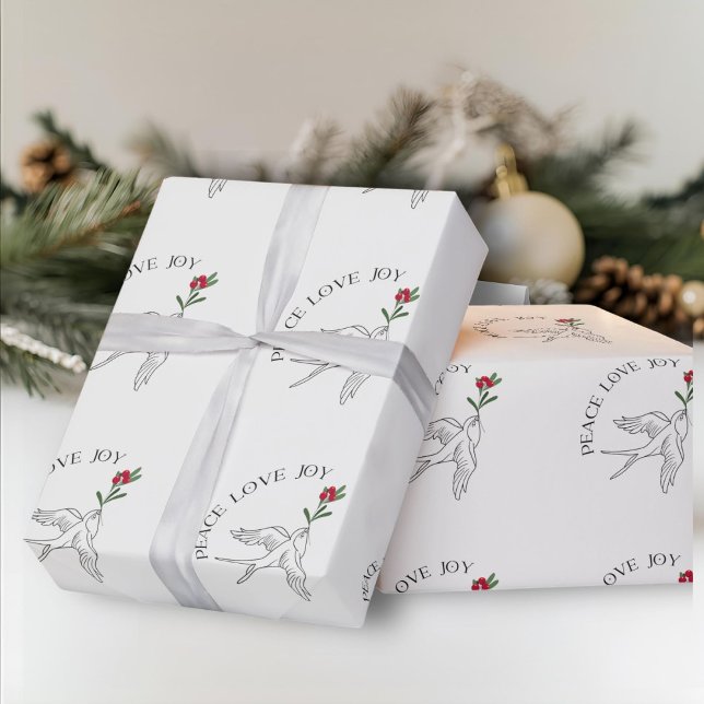 Papel De Presente PEACE AMOR JOVEM Feriado de Natal Snowbird (Criador carregado)