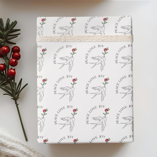 Papel De Presente PEACE AMOR JOVEM Feriado de Natal Snowbird (Criador carregado)