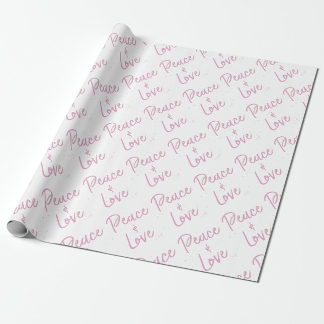 Papel De Presente PEace e Amor-Rosa (Desenrolado)