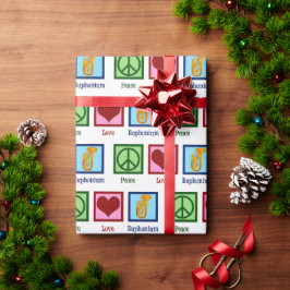 Papel De Presente Peace Love Euphonium Christmas