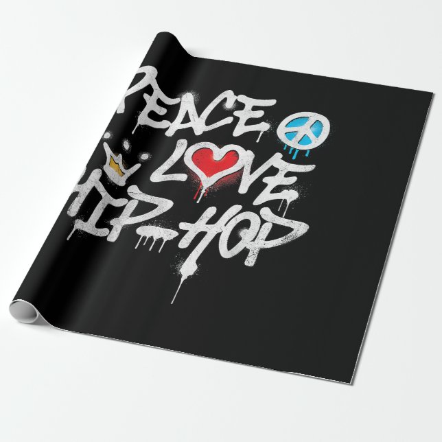 Papel De Presente Peace Love Hip Hop Dancing (Desenrolado)