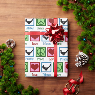 Papel De Presente Peace Love Pilates Professora Bonita de Natal