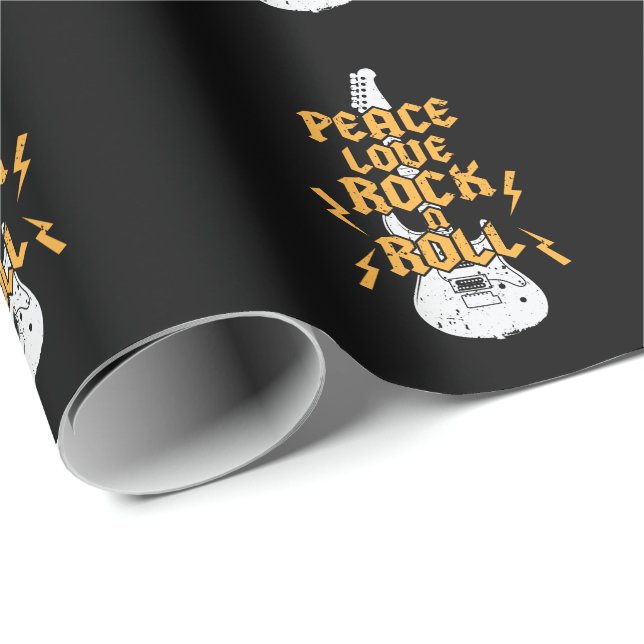 Papel De Presente Peace Love Rock N Roll (Ponta do rolo)
