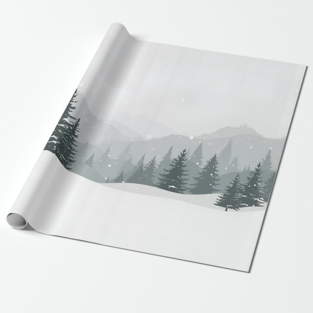 Papel De Presente Peaceful Winter – Minimal Landscape Design (Desenrolado)
