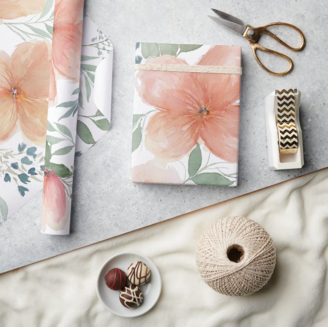 Papel De Presente Peach Blossoms (Artesanato)