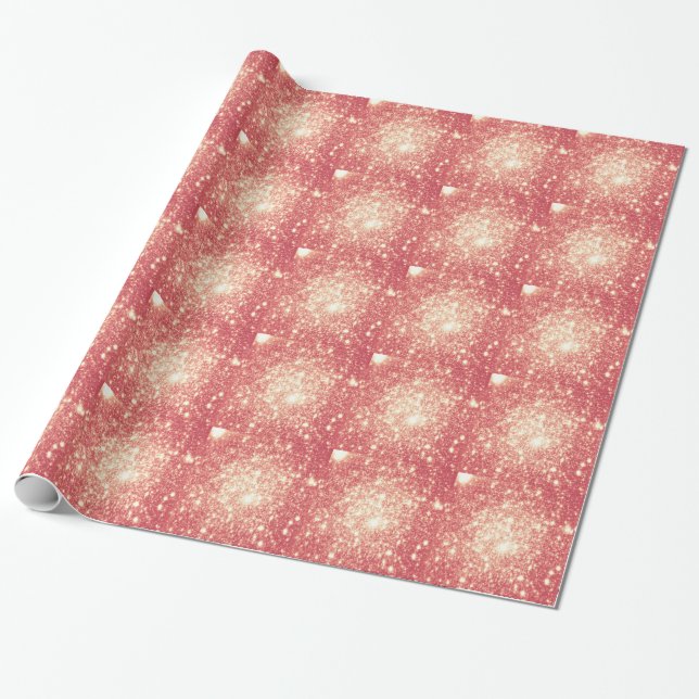 Papel De Presente Peach Champagne Stars (Desenrolado)