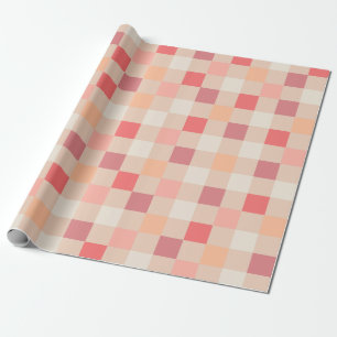 Papel De Presente Peach Check Blush Pink Checkered Pastel Padrão