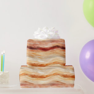 Papel De Presente Peach Dusty Cream Ondas Aniversário