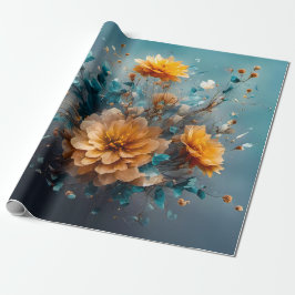 Papel De Presente Peach Flower Burst - Papel de enrolamento