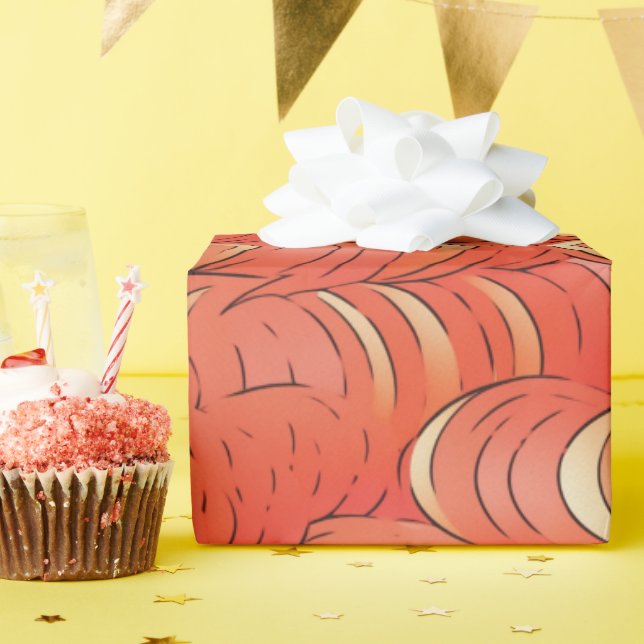 Papel De Presente Peach Fuzz Abstrato Botanical Fruity Padrão 1 (Festa de aniversário)