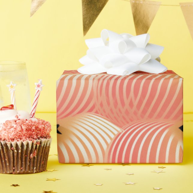 Papel De Presente Peach Fuzz Abstrato Botanical Fruity Padrão 2 (Festa de aniversário)