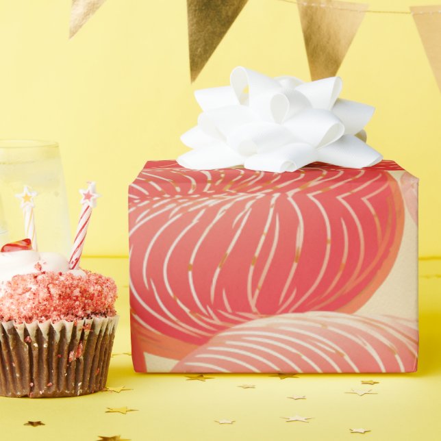 Papel De Presente Peach Fuzz Abstrato Botanical Fruity Padrão 4 (Festa de aniversário)