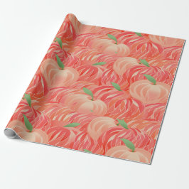 Papel De Presente Peach Fuzz Abstrato Botanical Fruity Pattern 11