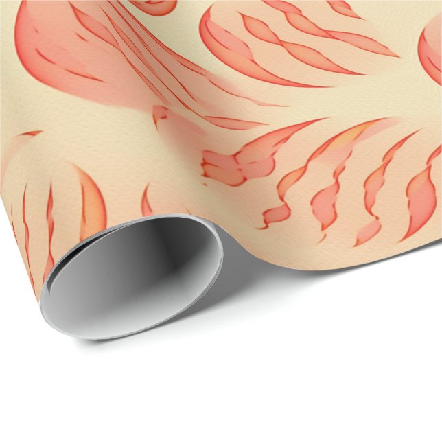 Papel De Presente Peach Fuzz Abstrato Botanical Fruity Pattern 12 (Ponta do rolo)