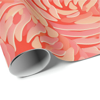 Papel De Presente Peach Fuzz Abstrato Botanical Fruity Pattern 14