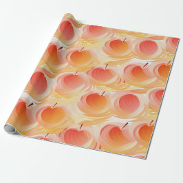 Papel De Presente Peach Fuzz Abstrato Botanical Fruity Pattern 15