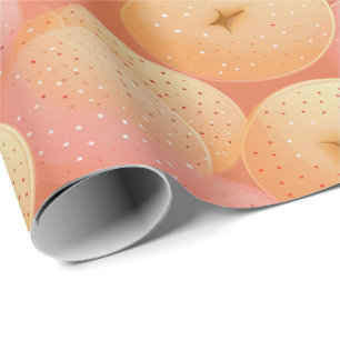 Papel De Presente Peach Fuzz Abstrato Botanical Fruity Pattern 17